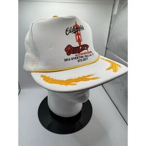 VINTAGE RARE Oldsmobile Logo White TRUCKER HAT SnapBack Service Dallas TX